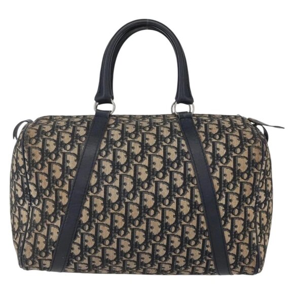 Christian Dior Trotter Canvas Boston Bag Navy Silver Auth 148951 - Picture 3 of 16